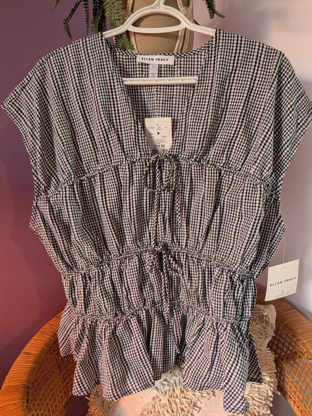 Gingham Cinch Top
